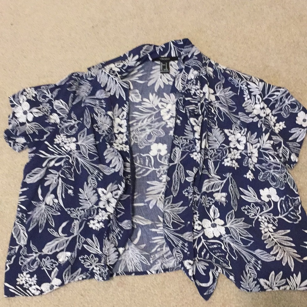 Cropped button down floral shirt